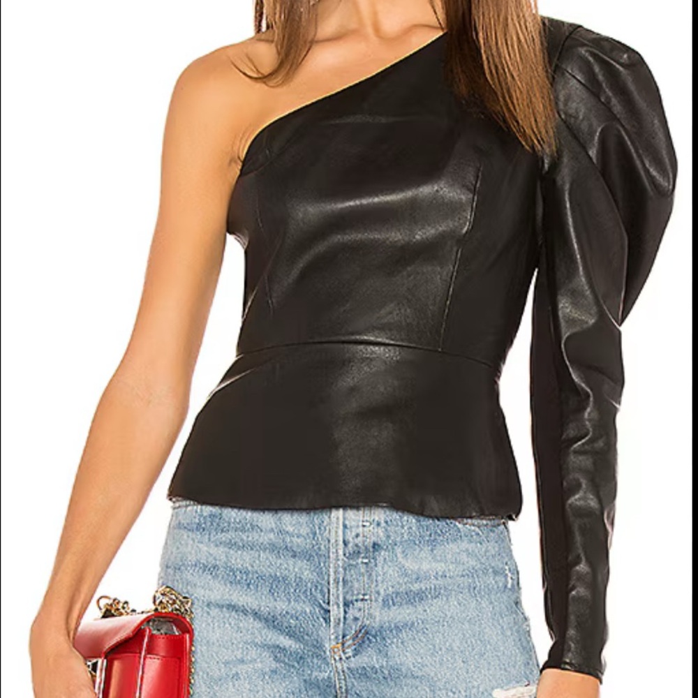 BCBGMaxAzria Lillyan One Shoulder Top in Black